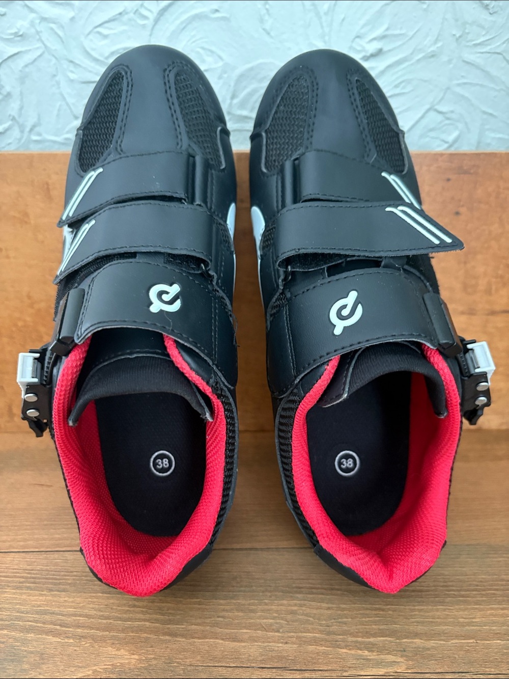 Peloton Black Cycling Shoes with Red Lining